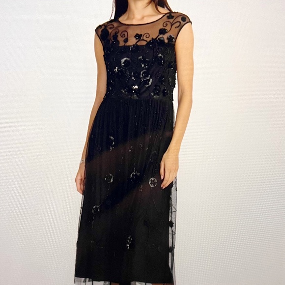 Johnny Was Dresses & Skirts - JOHNNY WAS BLACK FLOWER BEADED DRESS-BRAND NEW!